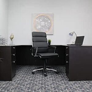 Boss Office Products CaressoftPlus Executive Chair, Traditional, Metal Chrome Finish 30D x 27W x 42H in