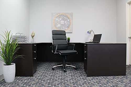 Boss Office Products CaressoftPlus Executive Chair, Traditional, Metal Chrome Finish 30D x 27W x 42H in