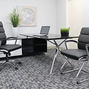 Boss Office Products CaressoftPlus Executive Chair, Traditional, Metal Chrome Finish 30D x 27W x 42H in