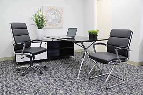 Boss Office Products CaressoftPlus Executive Chair, Traditional, Metal Chrome Finish 30D x 27W x 42H in