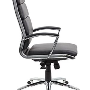 Boss Office Products CaressoftPlus Executive Chair, Traditional, Metal Chrome Finish 30D x 27W x 42H in