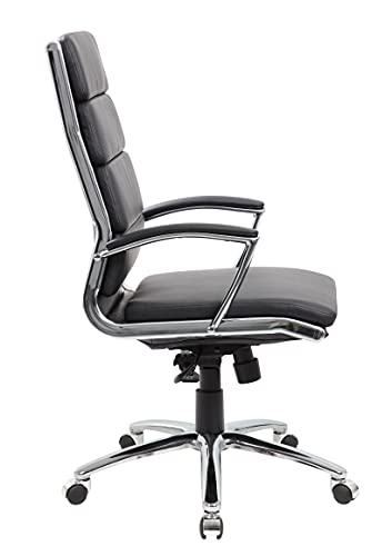 Boss Office Products CaressoftPlus Executive Chair, Traditional, Metal Chrome Finish 30D x 27W x 42H in