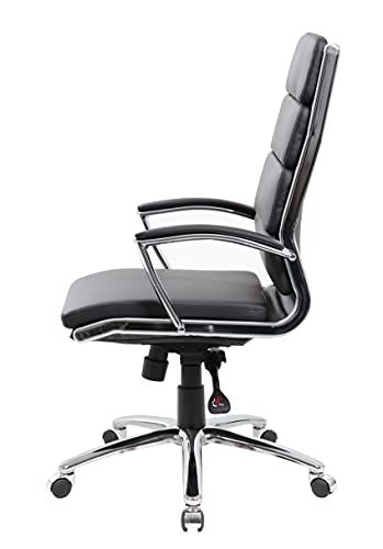 Boss Office Products CaressoftPlus Executive Chair, Traditional, Metal Chrome Finish 30D x 27W x 42H in