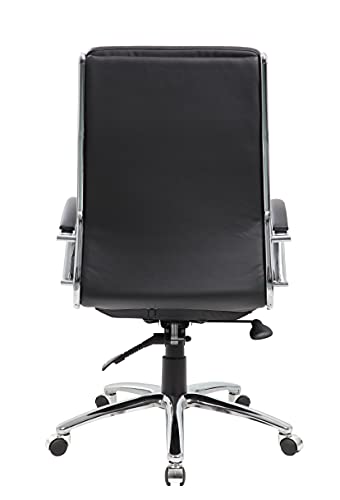 Boss Office Products CaressoftPlus Executive Chair, Traditional, Metal Chrome Finish 30D x 27W x 42H in