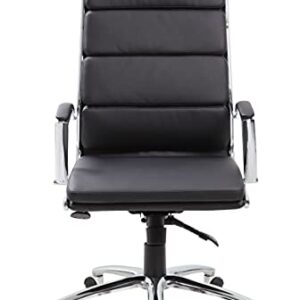 Boss Office Products CaressoftPlus Executive Chair, Traditional, Metal Chrome Finish 30D x 27W x 42H in