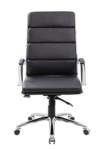 Boss Office Products CaressoftPlus Executive Chair, Traditional, Metal Chrome Finish 30D x 27W x 42H in