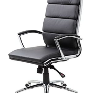 Boss Office Products CaressoftPlus Executive Chair, Traditional, Metal Chrome Finish 30D x 27W x 42H in