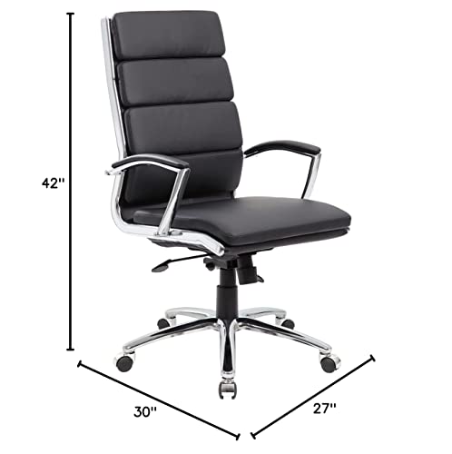 Boss Office Products CaressoftPlus Executive Chair, Traditional, Metal Chrome Finish 30D x 27W x 42H in