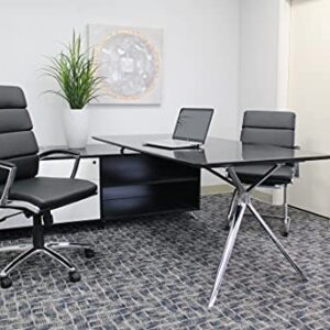 Boss Office Products CaressoftPlus Executive Chair, Traditional, Metal Chrome Finish 30D x 27W x 42H in