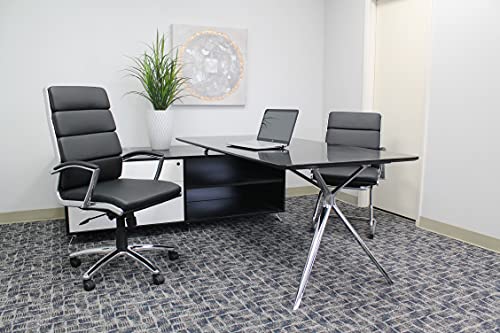 Boss Office Products CaressoftPlus Executive Chair, Traditional, Metal Chrome Finish 30D x 27W x 42H in