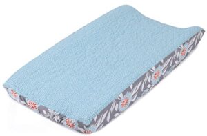 balboa baby quilted changing pad cover, aqua/white dot