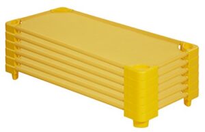 ecr4kids stackable kiddie cot, standard size, classroom furniture, ready-to-assemble, yellow, 6-pack