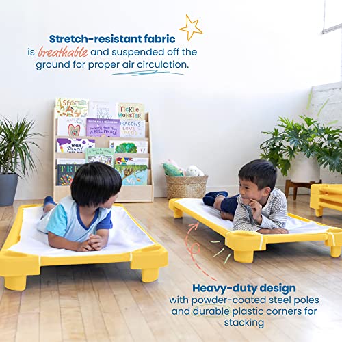 ECR4Kids Stackable Kiddie Cot, Standard Size, Classroom Furniture, Ready-To-Assemble, Yellow, 6-Pack