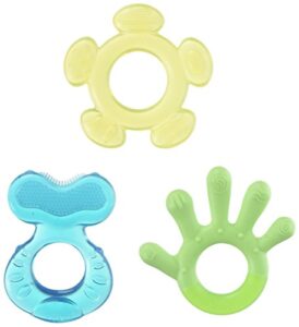 nuby 3 step soothing teether 3 piece set, bpa free - assorted color