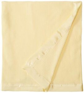 thermal waffle weave baby blanket with satin nylon trim (yellow)
