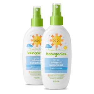babyganics spf 50 baby sunscreen spray | uva uvb protection | octinoxate & oxybenzone free | water resistant, 6 ounce (pack of 2)