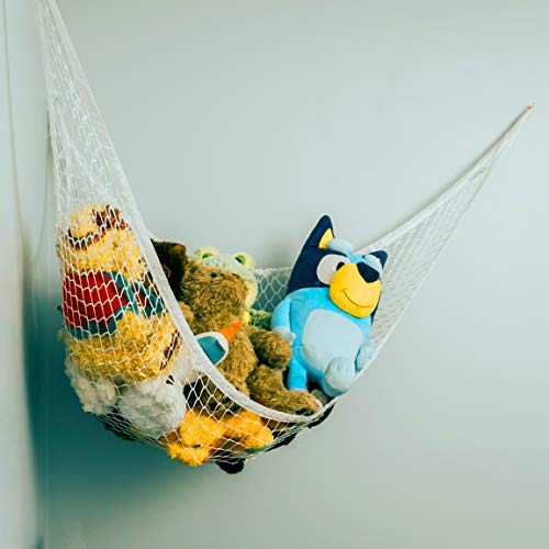 Enovoe Stuffed Animal Toy Hammock - Hanging Storage Net - Toy Organizer for Clean, Organized and Orderly Room - Comes with an E-Book - Durable and Easy to Install - Nylon and Polyester (White)