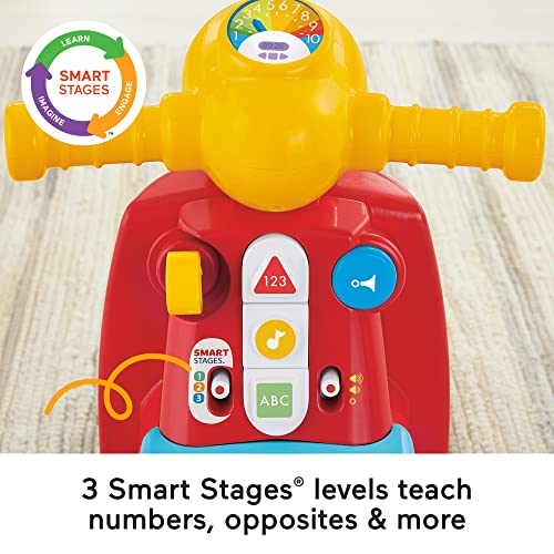 Fisher-Price Laugh & Learn Toddler Ride-On, Smart Stages Scooter, Musical Learning Toy with Motion-Activated Songs for Ages 1+ Years