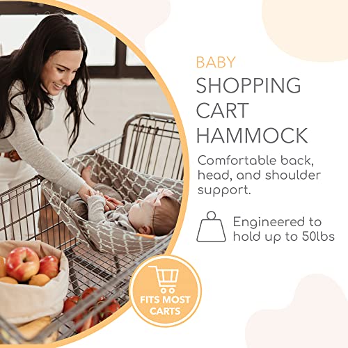 Binxy Baby Shopping Cart Hammock for Infants and Toddlers, Cart Seats for Babies, for All Car Seat Models, Grocery Cart Hammock for Baby, Capacity of up to 50 lbs, Gray and Aqua