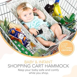 Binxy Baby Shopping Cart Hammock for Infants and Toddlers, Cart Seats for Babies, for All Car Seat Models, Grocery Cart Hammock for Baby, Capacity of up to 50 lbs, Gray and Aqua