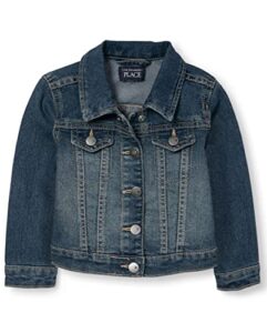 the children's place baby girls and toddler girls basic denim jacket,china blue,5t