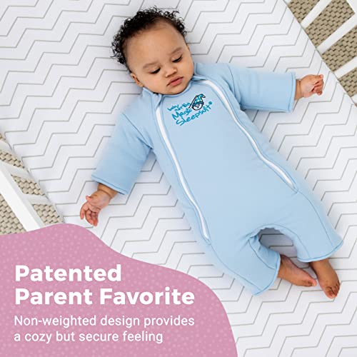 Baby Merlin's Magic Sleepsuit - 100% Cotton Baby Transition Swaddle - Baby Sleep Suit - Blue - 3-6 Months