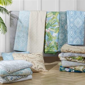 Tommy Bahama Home Quilt Set Reversible Cotton Bedding with Matchin Sham, All Season Home Decor, Twin, Cape Verde Smoke Grey/Blue