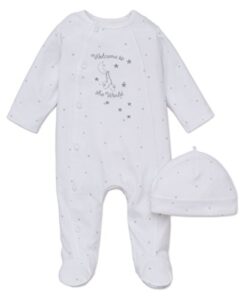 little me baby 2-piece welcome to the world footie and cap set, newborn