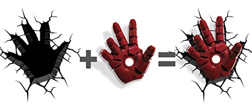 3DLightFX 816733840598 Marvel Avengers Iron Man Hand 3D Deco Light,Red