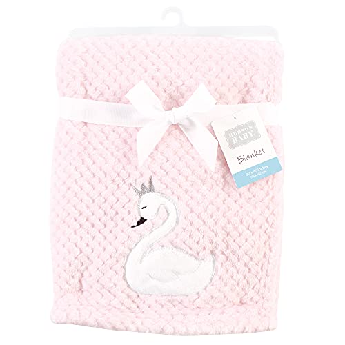 Hudson Baby Unisex Baby Plush Waffle Blanket, Swan, One Size