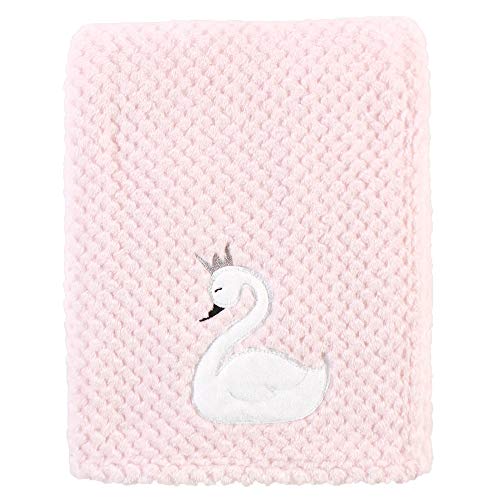 Hudson Baby Unisex Baby Plush Waffle Blanket, Swan, One Size