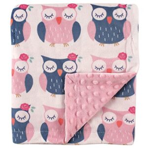 hudson baby unisex baby plush mink blanket, owls, one size