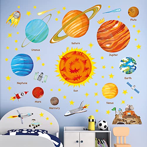 DECOWALL SG2-1501 The Solar System Kids Wall Stickers Wall Decals Peel and Stick Removable Wall Stickers for Kids Nursery Bedroom Living Room (Large) d?cor