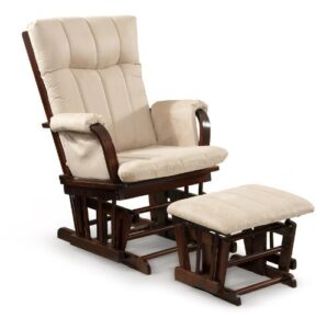 artiva usa home deluxe microfiber cushion cherry wood glider rocker chair and ottoman set (mocha)