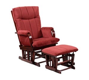 artiva usa af20203-mrs home deluxe marsala super soft microfiber cushion cherry wood glider chair and ottoman set, red