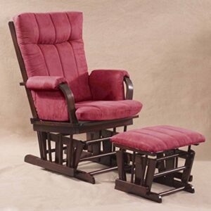 Artiva USA AF20203-MRS Home Deluxe Marsala Super Soft Microfiber Cushion Cherry Wood Glider Chair and Ottoman Set, Red