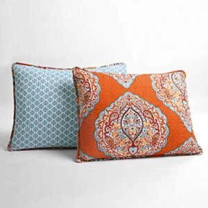 Lush Décor Harley Quilt Damask Pattern Reversible 5 Piece Bedding Set, King, Tangerine