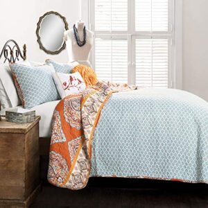 Lush Décor Harley Quilt Damask Pattern Reversible 5 Piece Bedding Set, King, Tangerine