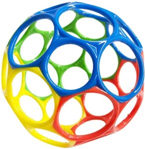 bright starts oball easy grasp classic ball bpa-free infant toy in red, yellow, green, blue, age newborn and up, 4 inches