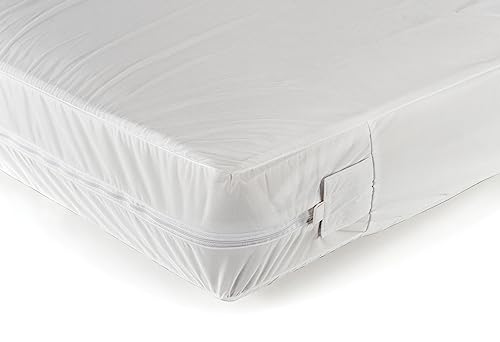 Sealy SafetyCase Protective Waterproof Fitted Zippered Toddler Bed and Baby Crib Mattress Encasement Protector, Noiseless, Machine Washable and Dryer Friendly, 52" x 28" - White