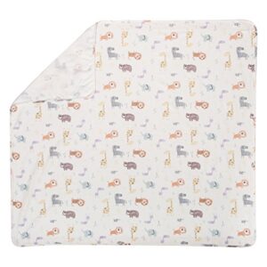 Trend Lab Crayon Jungle Flannel Swaddle Blanket - Jungle Animals Scatter Print Cotton Flannel, Orange, Yellow, Gray and White, 48 in x 48 in