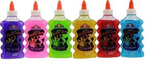elmer's 638458774473 washable glitter glue, 6 oz bottles-6 colors, green/pink/purple/red/yellow/blue, 36 fl oz