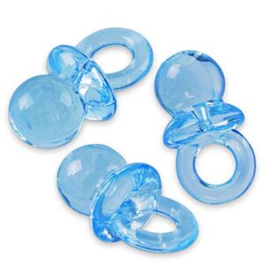Mini Acrylic Baby Pacifiers for Baby Shower Decorations, Table Scatter, Party Favors, Games & Activities - 144 Pieces by Super Z Outlet (Blue)