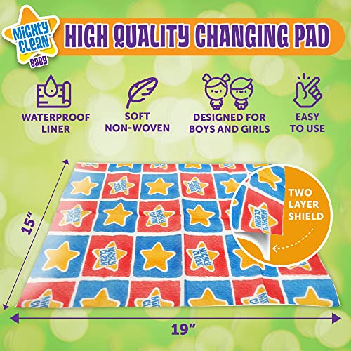 Disposable Changing Pad Liners - 18 Waterproof, Soft, Absorbent Multi Use Pads by Mighty Clean Baby in Portable 2 Packs for Your Diaper Bag