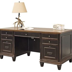 Martin Furniture Hartford Double Pedestal Shaped Desk, Brown - Fully Assembled