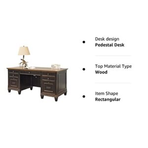 Martin Furniture Hartford Double Pedestal Shaped Desk, Brown - Fully Assembled