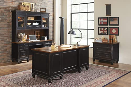 Martin Furniture Hartford Double Pedestal Shaped Desk, Brown - Fully Assembled