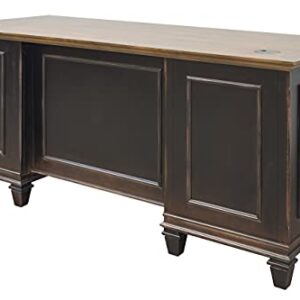 Martin Furniture Hartford Double Pedestal Shaped Desk, Brown - Fully Assembled