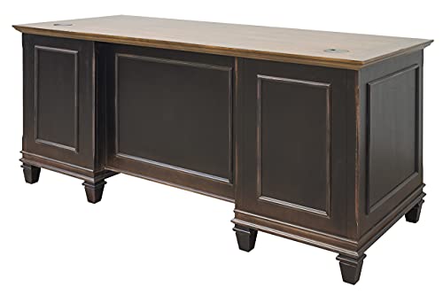 Martin Furniture Hartford Double Pedestal Shaped Desk, Brown - Fully Assembled