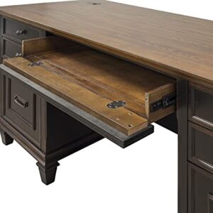 Martin Furniture Hartford Double Pedestal Shaped Desk, Brown - Fully Assembled